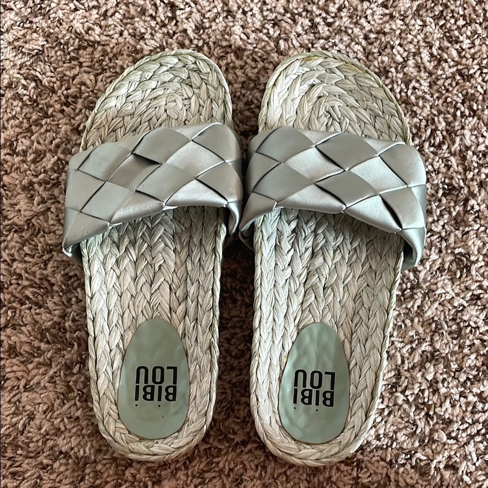 Bibi Lou Woven Slide Sandals in Light Green